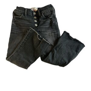 Abercrombie Kids High Rise Black Denim Jeans with Distressing Sz 5/6